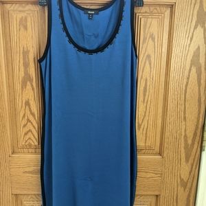 Grayse blue dress with black strip down each side